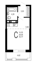 Квартира 30,8 м², студия - изображение 1