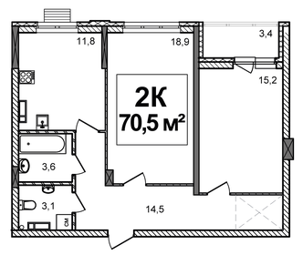 Квартира 70,5 м², 2-комнатная - изображение 1