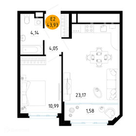 Квартира 43,9 м², 1-комнатная - изображение 1