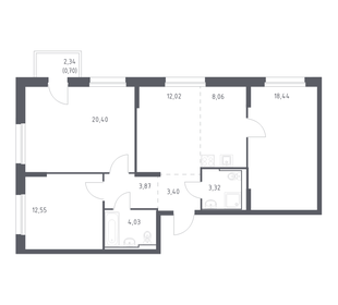 Квартира 86,8 м², 3-комнатная - изображение 1