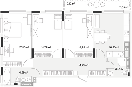 Квартира 90,6 м², 3-комнатная - изображение 1