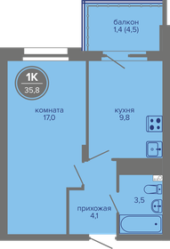 Квартира 35,8 м², 1-комнатная - изображение 1