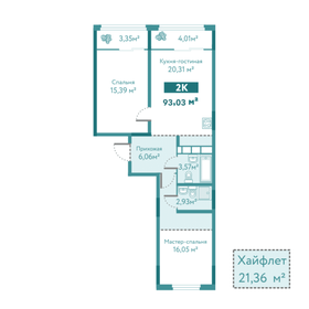 Квартира 93 м², 2-комнатная - изображение 1
