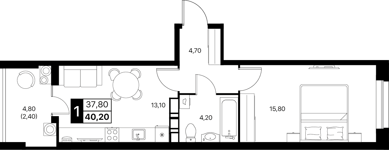 43,5 м², квартира-студия 5 300 000 ₽ - изображение 97