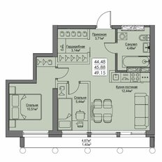 Квартира 45,9 м², 1-комнатная - изображение 4