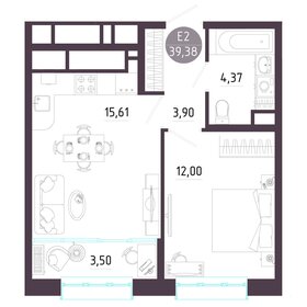 Квартира 39,4 м², 1-комнатная - изображение 1