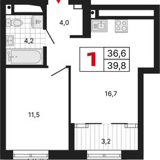 Квартира 39,8 м², 1-комнатная - изображение 2
