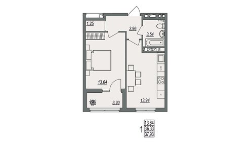 Квартира 37,9 м², 1-комнатная - изображение 1