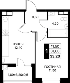 Квартира 33,2 м², 1-комнатная - изображение 1