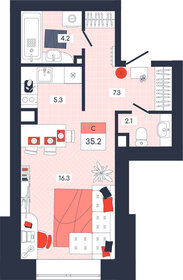 Квартира 35,2 м², студия - изображение 1