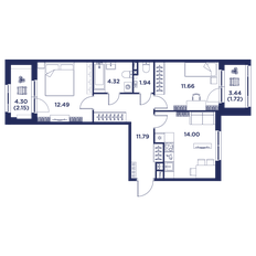 Квартира 60,1 м², 2-комнатная - изображение 2