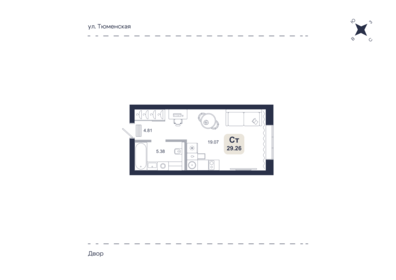 Квартира 29,3 м², студия - изображение 1