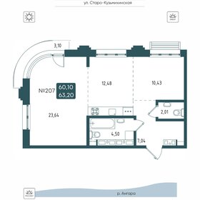 Квартира 62,9 м², 2-комнатная - изображение 1