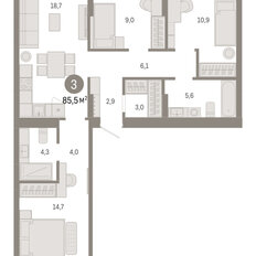 Квартира 85,5 м², 3-комнатная - изображение 3