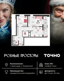 Квартира 64,3 м², 2-комнатная - изображение 1