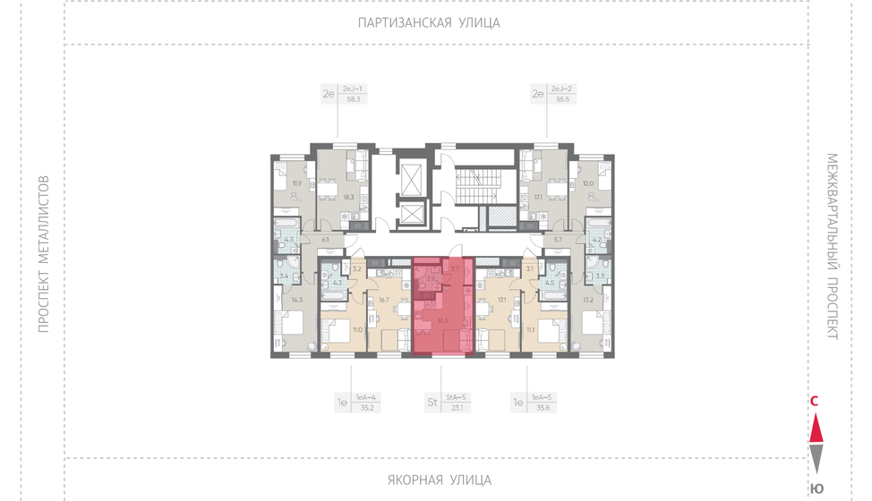 22 м², квартира-студия 7 658 200 ₽ - изображение 41
