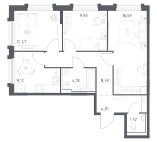 Квартира 65,8 м², 3-комнатная - изображение 1