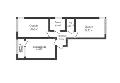 Квартира 66,4 м², 2-комнатная - изображение 1