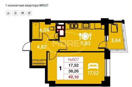 Квартира 42,1 м², 1-комнатная - изображение 1