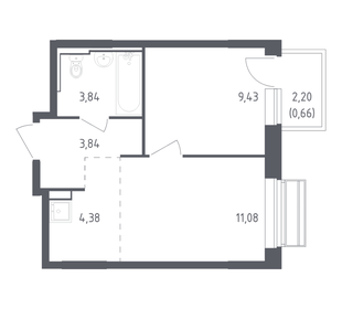 Квартира 33,2 м², 1-комнатная - изображение 1