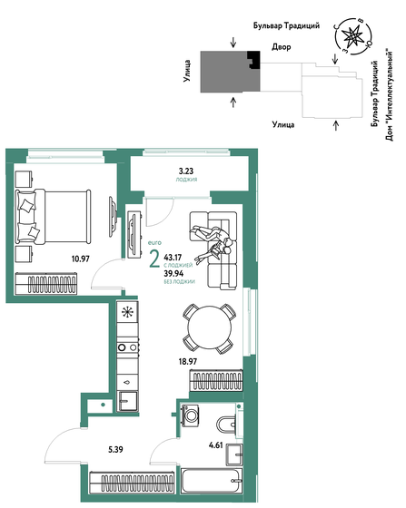 43,2 м², 2-комнатная квартира 6 050 000 ₽ - изображение 39