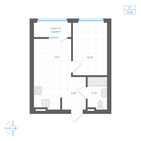 Квартира 34,9 м², 1-комнатная - изображение 1