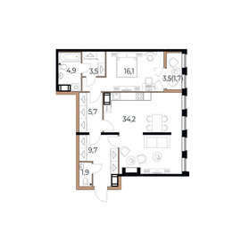 Квартира 77,7 м², 1-комнатная - изображение 1
