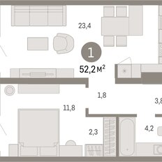 Квартира 52,2 м², 1-комнатная - изображение 3