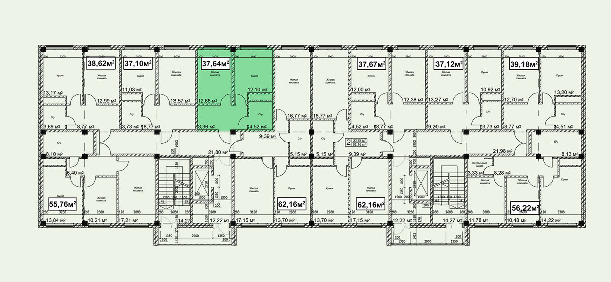 37,1 м², 1-комнатная квартира 5 605 120 ₽ - изображение 91