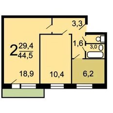 Квартира 44 м², 2-комнатная - изображение 1