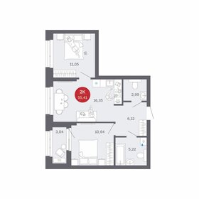 Квартира 55,4 м², 2-комнатная - изображение 1