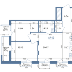 Квартира 67,4 м², 2-комнатная - изображение 4