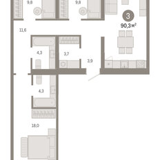 Квартира 90,3 м², 3-комнатная - изображение 3