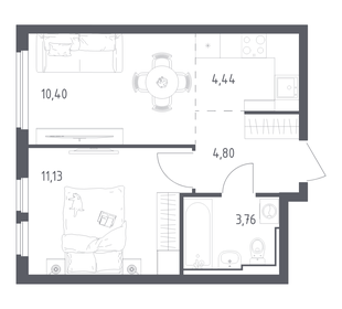 Квартира 35,3 м², 1-комнатная - изображение 1