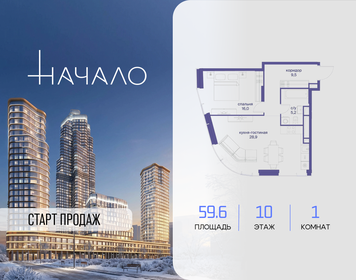 Квартира 59,6 м², 1-комнатная - изображение 1