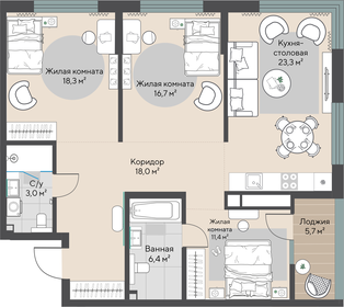 Квартира 97,1 м², 3-комнатная - изображение 2