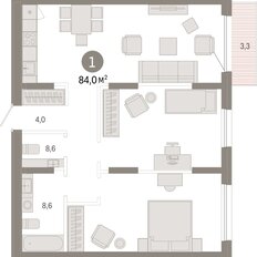 Квартира 84 м², 1-комнатная - изображение 3