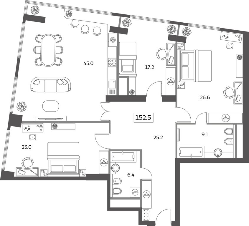 Варианты планировок ЖК Sky House - планировка 4