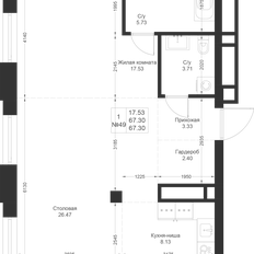 Квартира 67,3 м², 1-комнатная - изображение 2