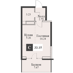 Квартира 33,2 м², студия - изображение 1