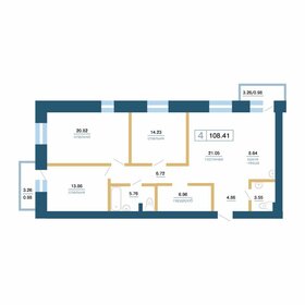 Квартира 108,4 м², 4-комнатная - изображение 1