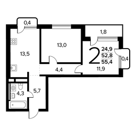 54,5 м², 2-комнатная квартира 12 300 000 ₽ - изображение 62