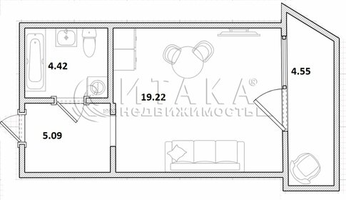 Квартира 28,7 м², студия - изображение 1