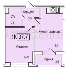 Квартира 37,7 м², 1-комнатная - изображение 2