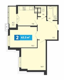 63 м², 2-комнатная квартира 5 800 000 ₽ - изображение 58