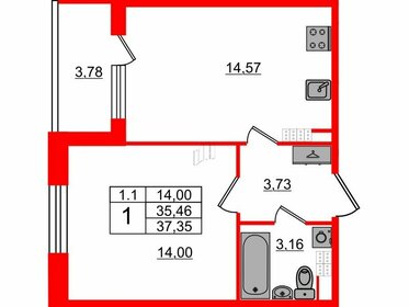 Квартира 35,5 м², 1-комнатная - изображение 1