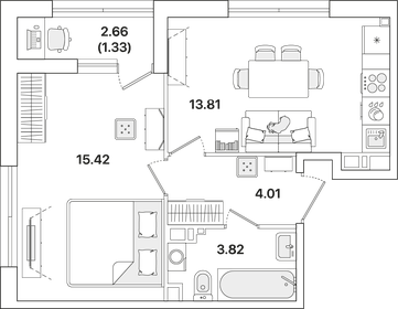 39 м², 1-комнатная квартира 9 960 431 ₽ - изображение 22