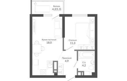 Квартира 39,6 м², 1-комнатная - изображение 1