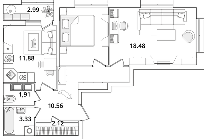 63,1 м², 2-комнатная квартира 16 900 000 ₽ - изображение 71