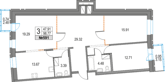 100,5 м², 3-комнатная квартира 23 500 000 ₽ - изображение 1